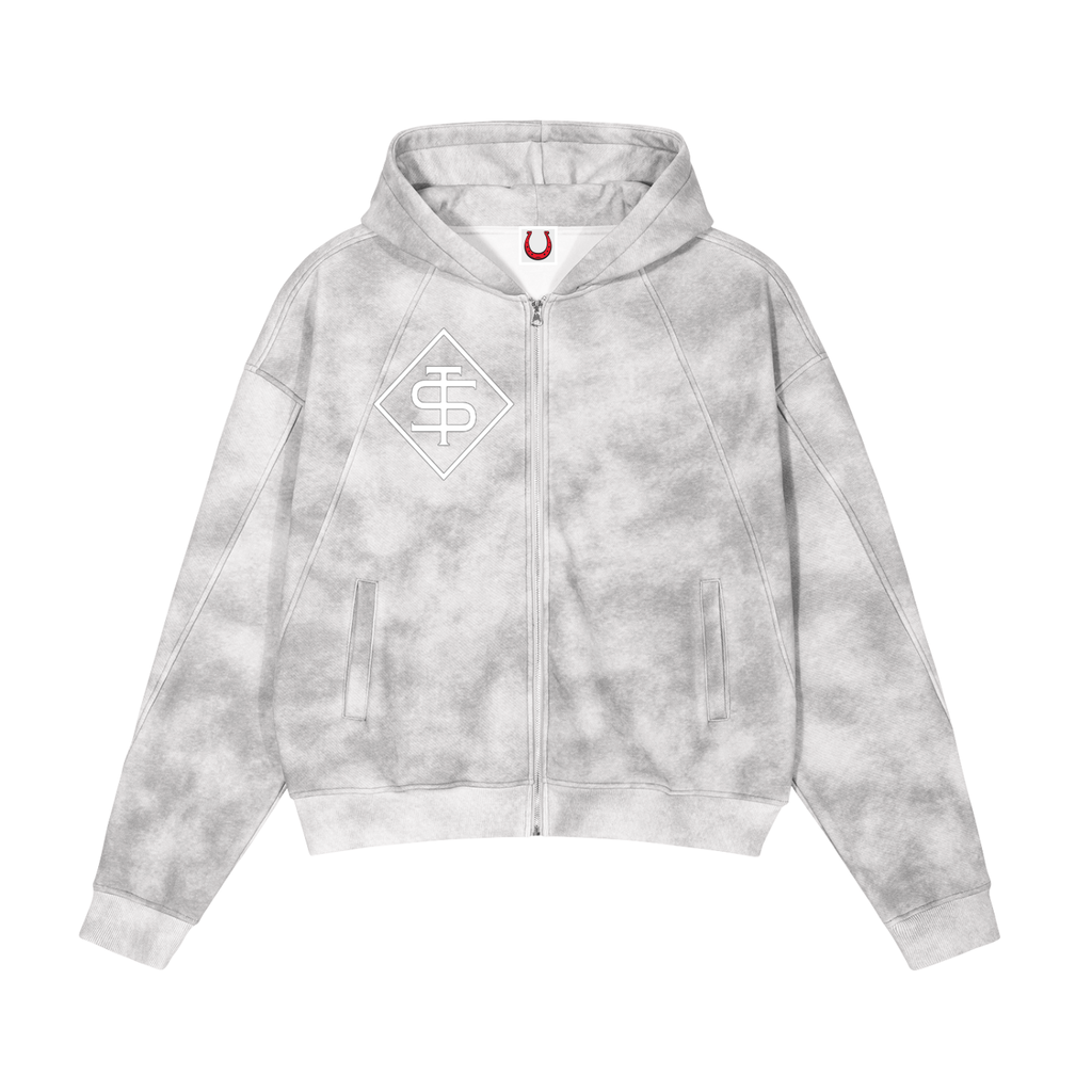 Tissui Washed Zip-Up Fleece Hoodie