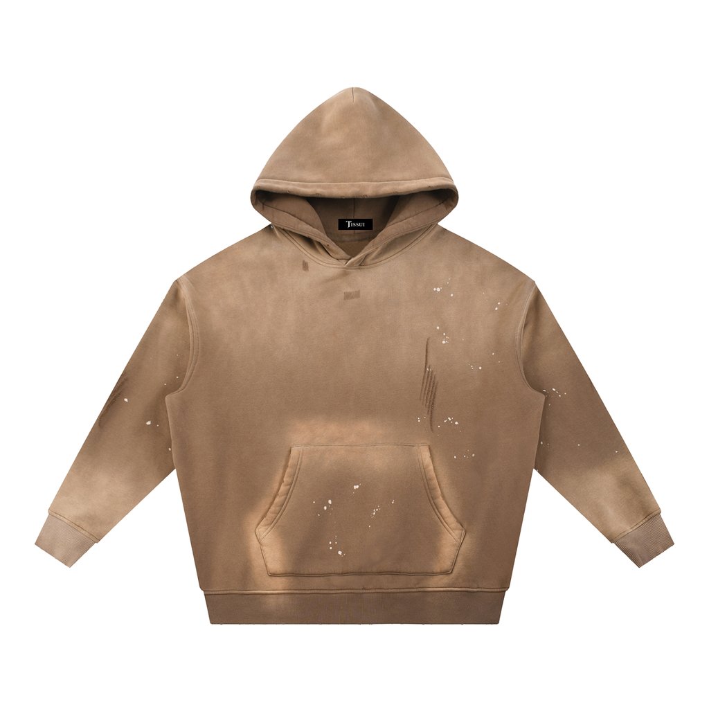 Tissui Label  Washed Frayed Fleece Hoodie